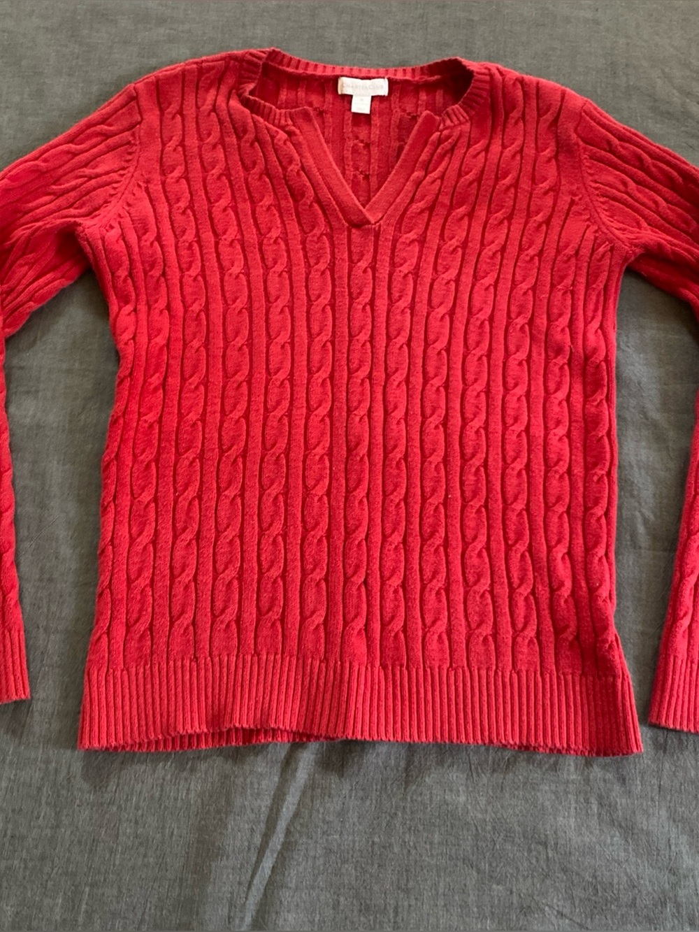 Charter club red cable knit sweater Size M women’s nautical preppy classic